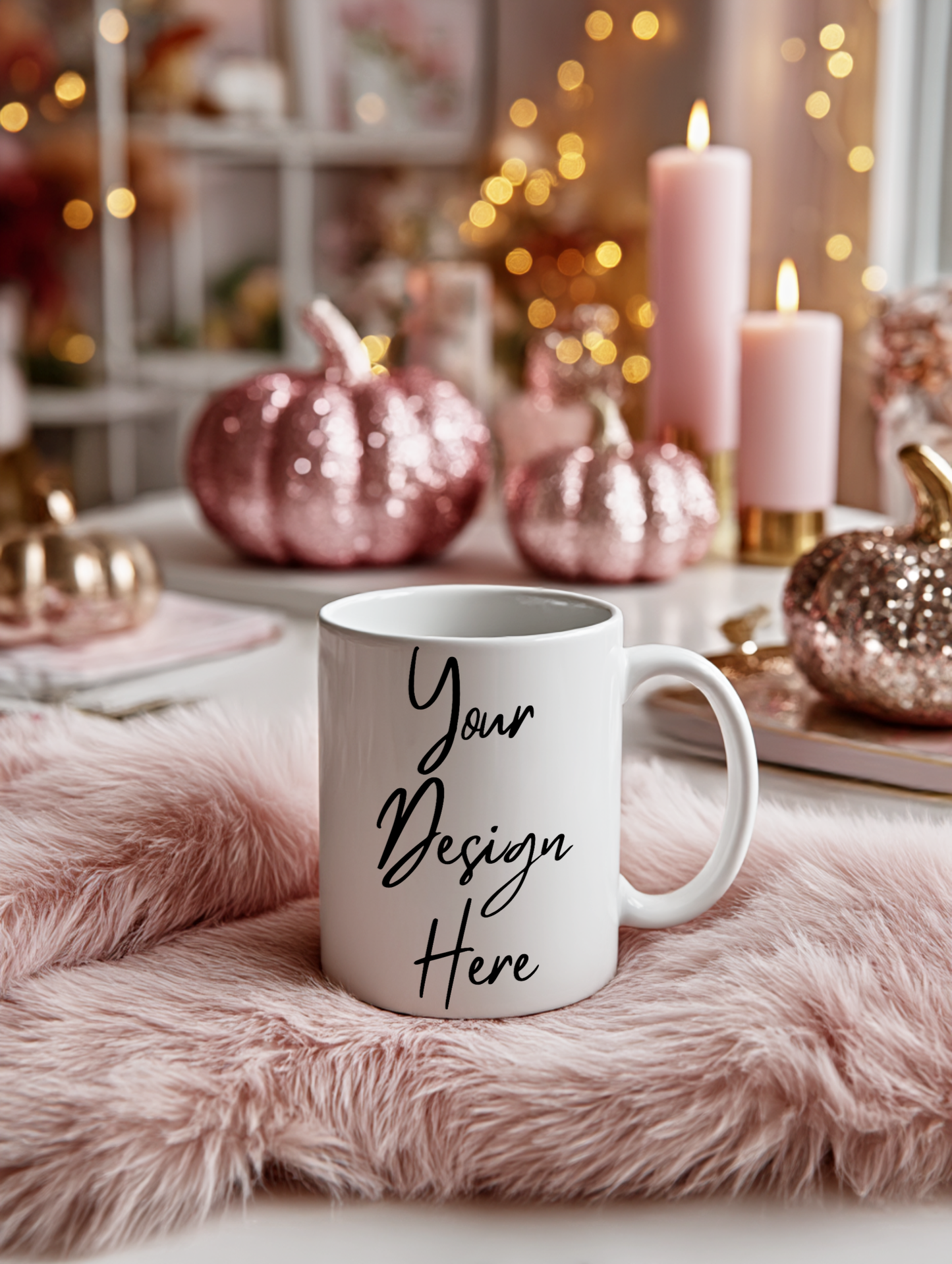 ceramic coffee mug mockup with blush tones, daylight photography, minimalist background