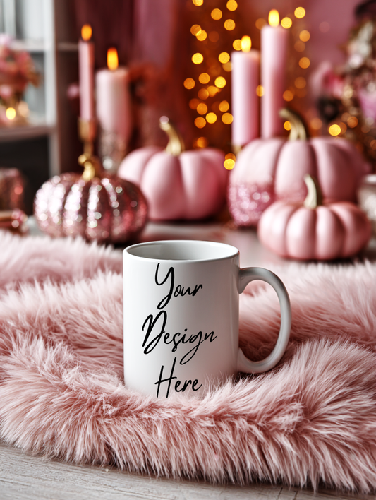 premium cozy mug mockup with warm tones, styled for Etsy and print-on-demand sellers