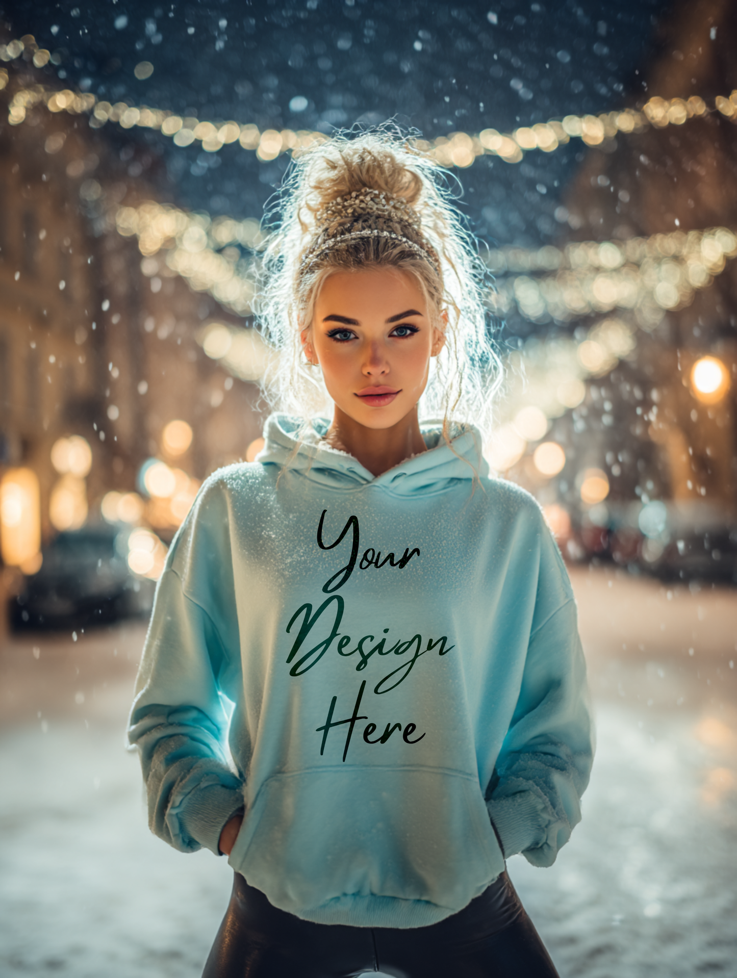 Winter Hoodie Mockup Baby Blue