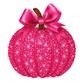Pink pumpkin with a large bow on a white background